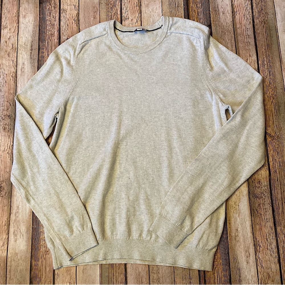 Gap Men’s L Light Gray Cotton Cashmere Crewneck Long Sleeve Machine Wash Sweater